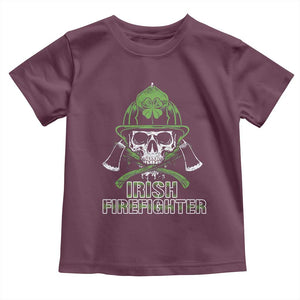 Irish Firefighter Toddler T Shirt Shamrock Skull Man Of Fire TS09 Maroon Print Your Wear