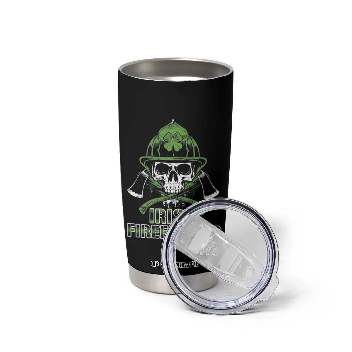 Irish Firefighter Tumbler Cup Shamrock Skull Man Of Fire TS09 Print Your Wear