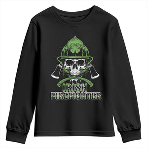 Irish Firefighter Youth Sweatshirt Shamrock Skull Man Of Fire TS09 Black Print Your Wear