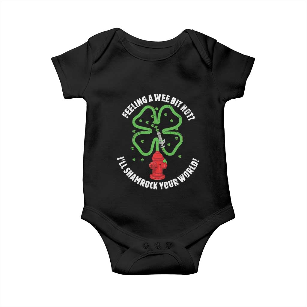 Funny Irish Firefighter Baby Onesie Feeling A Wee Bit Hot I'll Shamrock Your World TS09 Black Print Your Wear
