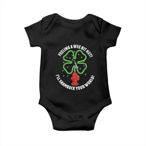 Funny Irish Firefighter Baby Onesie Feeling A Wee Bit Hot I'll Shamrock Your World TS09 Black Print Your Wear