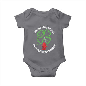 Funny Irish Firefighter Baby Onesie Feeling A Wee Bit Hot I'll Shamrock Your World TS09 Charcoal Print Your Wear