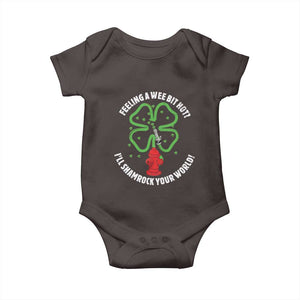 Funny Irish Firefighter Baby Onesie Feeling A Wee Bit Hot I'll Shamrock Your World TS09 Dark Chocolate Print Your Wear