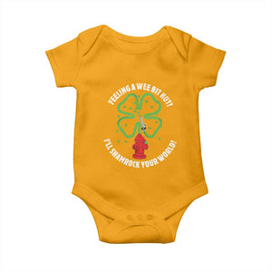 Funny Irish Firefighter Baby Onesie Feeling A Wee Bit Hot I'll Shamrock Your World TS09 Gold Print Your Wear