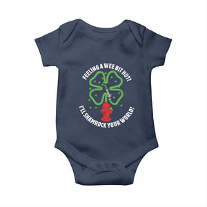 Funny Irish Firefighter Baby Onesie Feeling A Wee Bit Hot I'll Shamrock Your World TS09 Navy Print Your Wear
