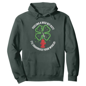 Funny Irish Firefighter Hoodie Feeling A Wee Bit Hot I'll Shamrock Your World TS09 Dark Forest Green Print Your Wear