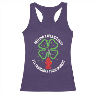 Funny Irish Firefighter Racerback Tank Top Feeling A Wee Bit Hot I'll Shamrock Your World TS09 Purple Print Your Wear