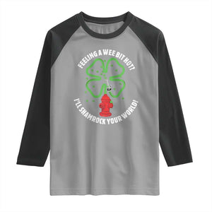 Funny Irish Firefighter Raglan Shirt Feeling A Wee Bit Hot I'll Shamrock Your World TS09 Sport Gray Black Print Your Wear