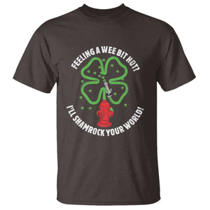Funny Irish Firefighter T Shirt Feeling A Wee Bit Hot I'll Shamrock Your World TS09 Dark Chocolate Print Your Wear