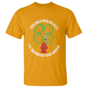Funny Irish Firefighter T Shirt Feeling A Wee Bit Hot I'll Shamrock Your World TS09 Gold Print Your Wear