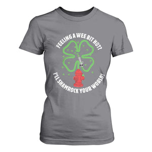 Funny Irish Firefighter T Shirt For Women Feeling A Wee Bit Hot I'll Shamrock Your World TS09 Charcoal Print Your Wear
