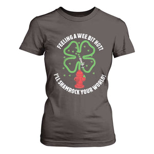 Funny Irish Firefighter T Shirt For Women Feeling A Wee Bit Hot I'll Shamrock Your World TS09 Dark Chocolate Print Your Wear
