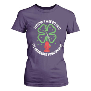 Funny Irish Firefighter T Shirt For Women Feeling A Wee Bit Hot I'll Shamrock Your World TS09 Purple Print Your Wear