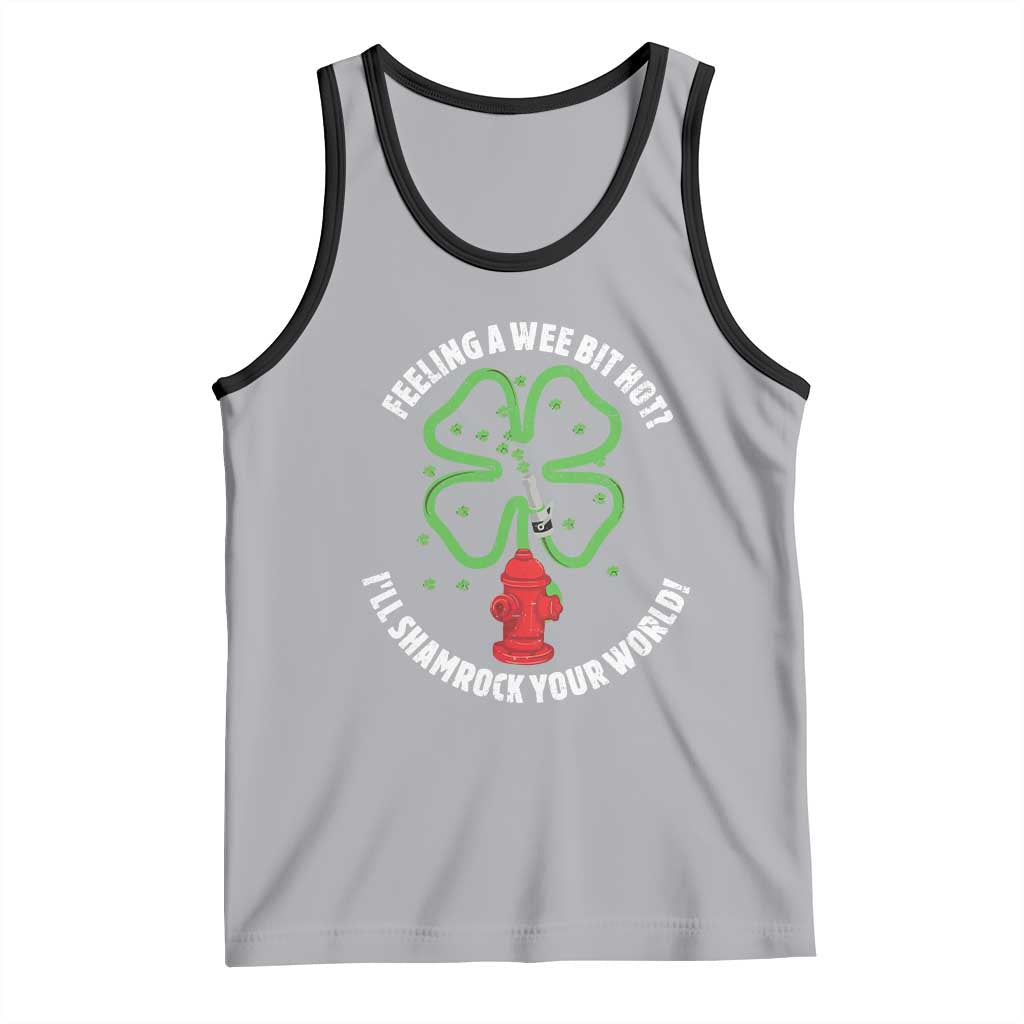Funny Irish Firefighter Tank Top Feeling A Wee Bit Hot I'll Shamrock Your World TS09 Athletic Heather Black Print Your Wear