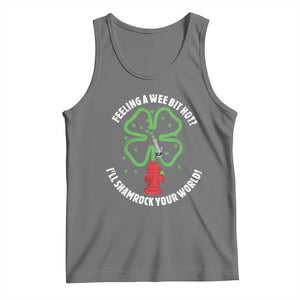 Funny Irish Firefighter Tank Top Feeling A Wee Bit Hot I'll Shamrock Your World TS09 Black Heather Print Your Wear