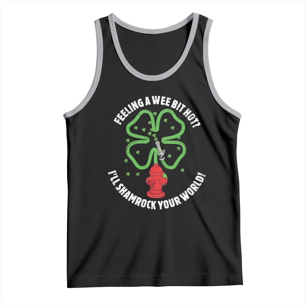 Funny Irish Firefighter Tank Top Feeling A Wee Bit Hot I'll Shamrock Your World TS09 Black Athletic Heather Print Your Wear