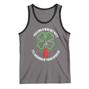 Funny Irish Firefighter Tank Top Feeling A Wee Bit Hot I'll Shamrock Your World TS09 Deep Heather Black Print Your Wear