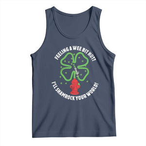 Funny Irish Firefighter Tank Top Feeling A Wee Bit Hot I'll Shamrock Your World TS09 Navy Print Your Wear