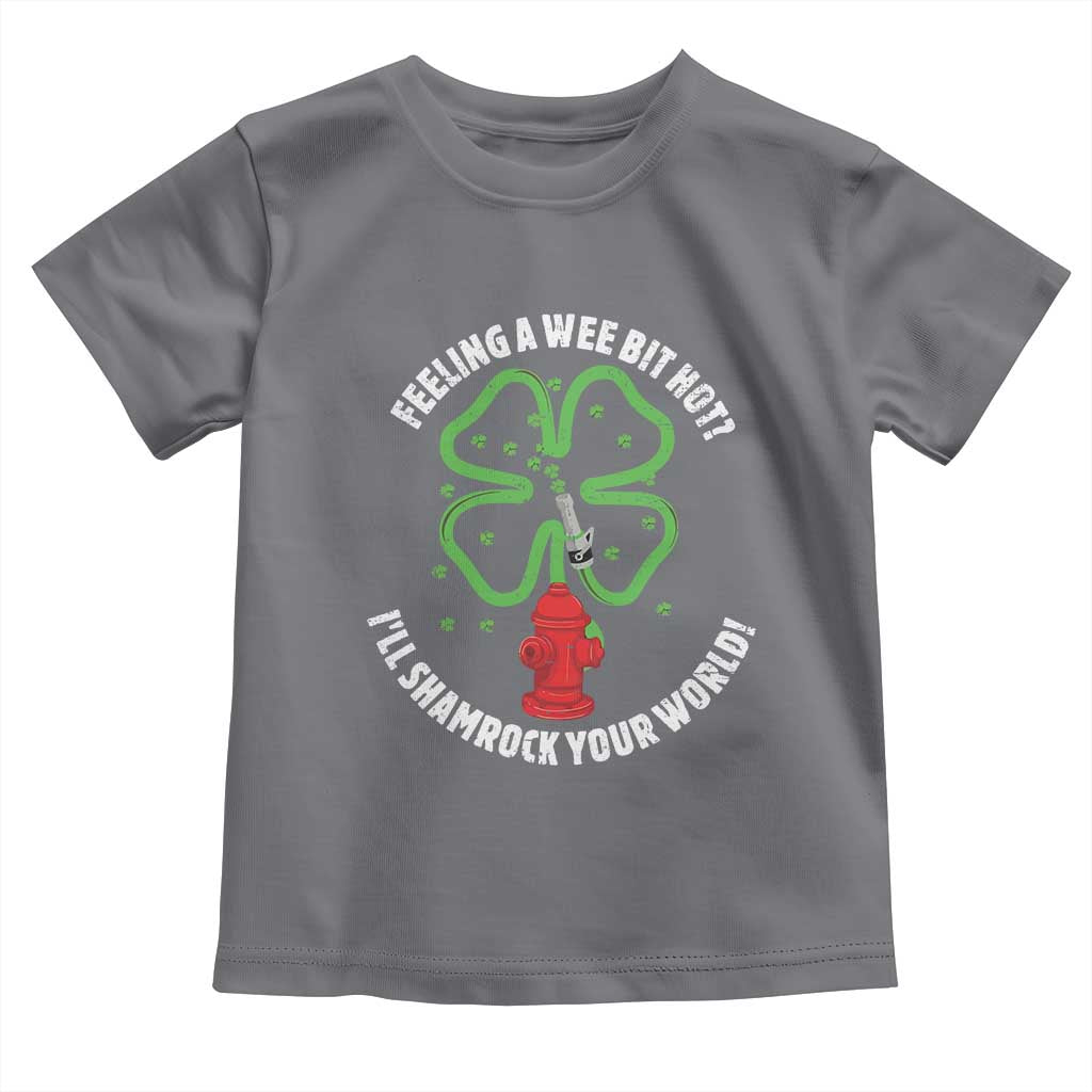 Funny Irish Firefighter Toddler T Shirt Feeling A Wee Bit Hot I'll Shamrock Your World TS09 Charcoal Print Your Wear
