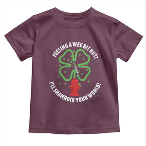 Funny Irish Firefighter Toddler T Shirt Feeling A Wee Bit Hot I'll Shamrock Your World TS09 Maroon Print Your Wear