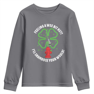 Funny Irish Firefighter Youth Sweatshirt Feeling A Wee Bit Hot I'll Shamrock Your World TS09 Charcoal Print Your Wear