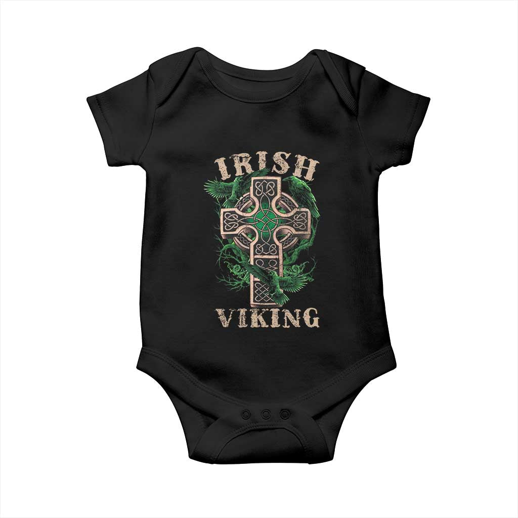 Irish Viking Baby Onesie Celtic Cross Odin's Raven TS09 Black Print Your Wear