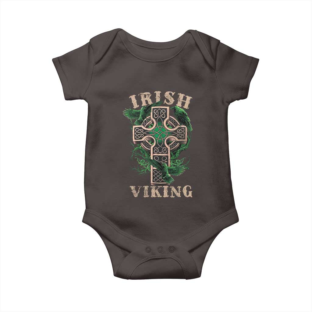 Irish Viking Baby Onesie Celtic Cross Odin's Raven TS09 Dark Chocolate Print Your Wear