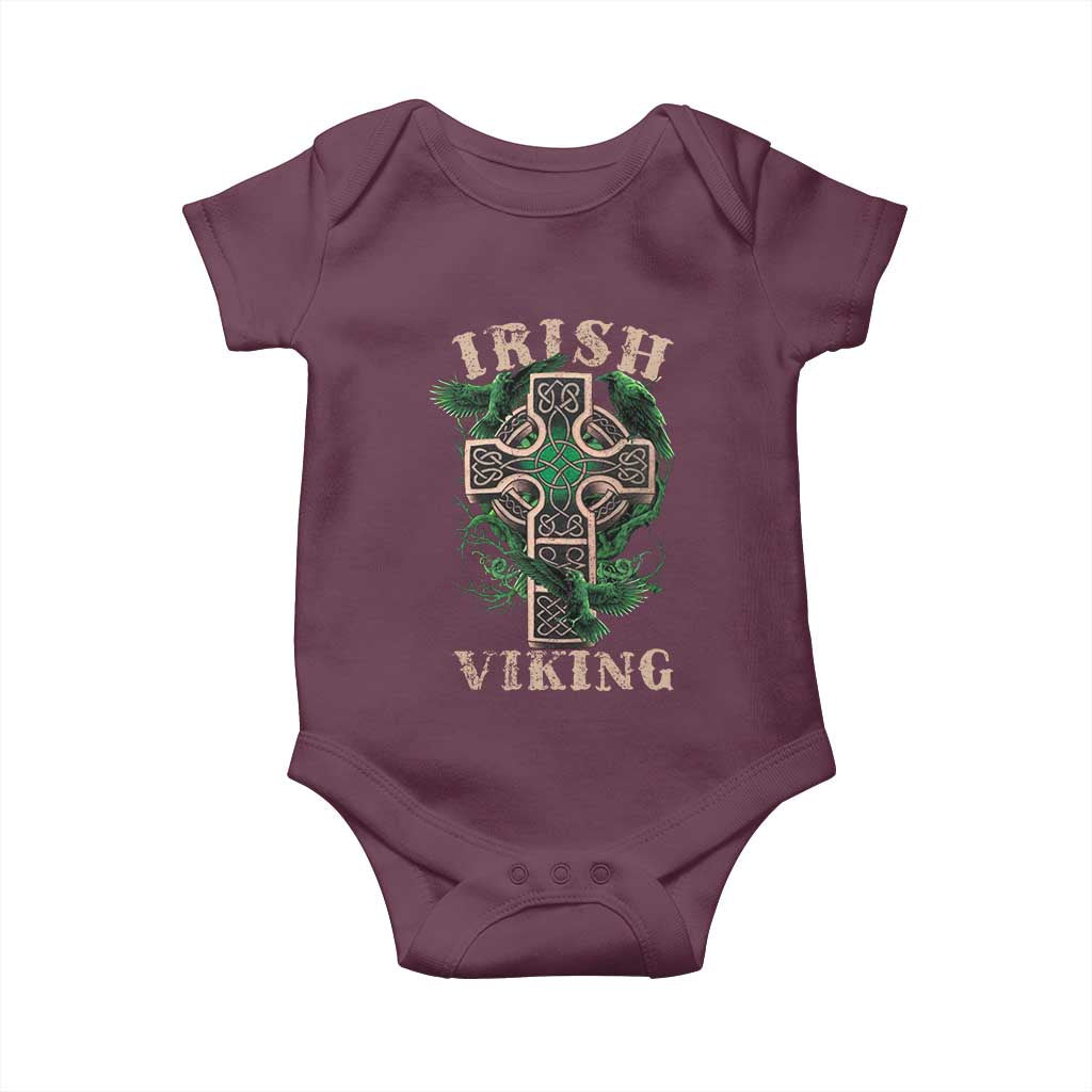 Irish Viking Baby Onesie Celtic Cross Odin's Raven TS09 Maroon Print Your Wear