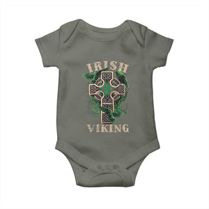 Irish Viking Baby Onesie Celtic Cross Odin's Raven TS09 Military Green Print Your Wear