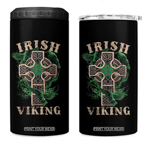 Irish Viking 4 in 1 Can Cooler Tumbler Celtic Cross Odin's Raven TS09 One Size: 16 oz Black Print Your Wear