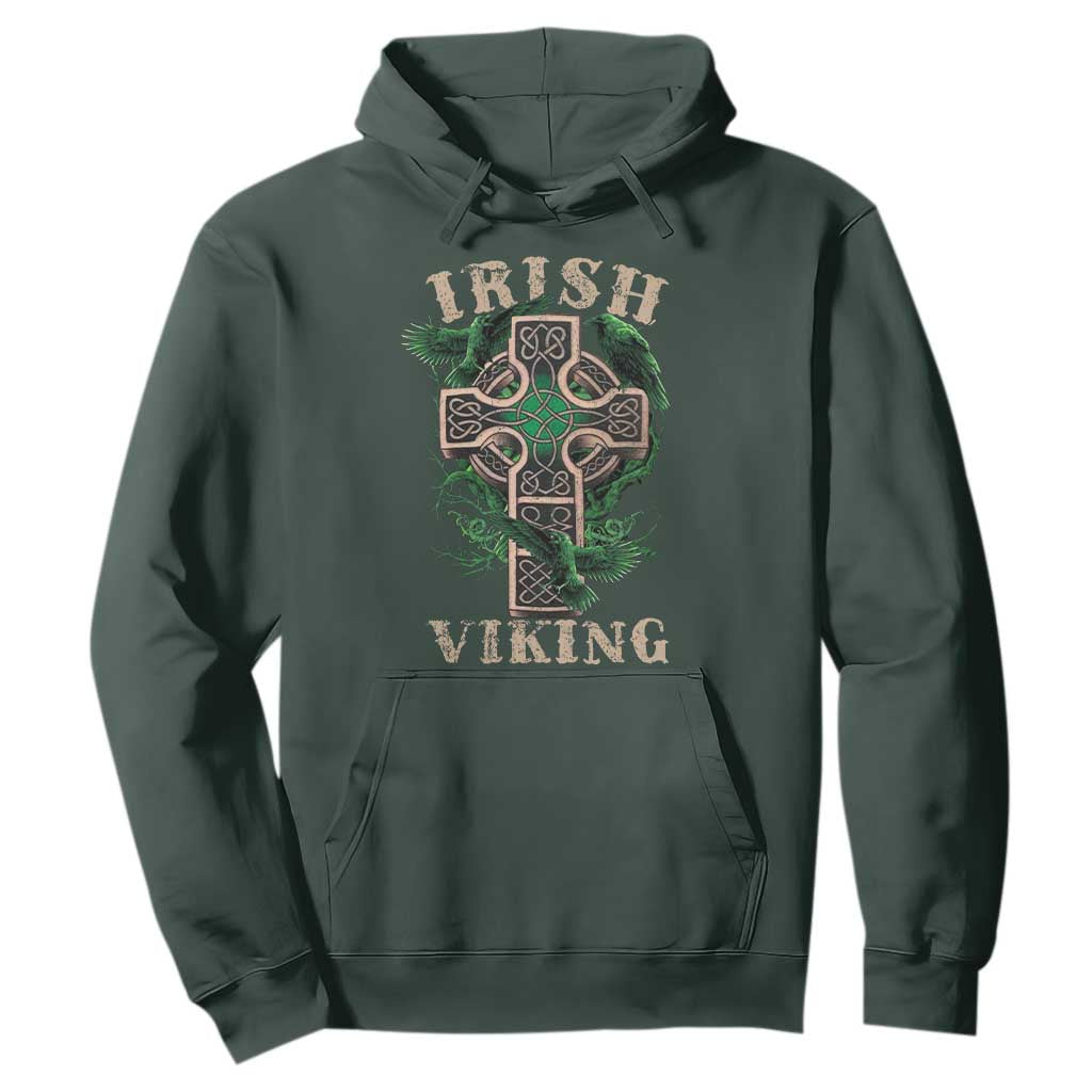 Irish Viking Hoodie Celtic Cross Odin's Raven TS09 Dark Forest Green Print Your Wear