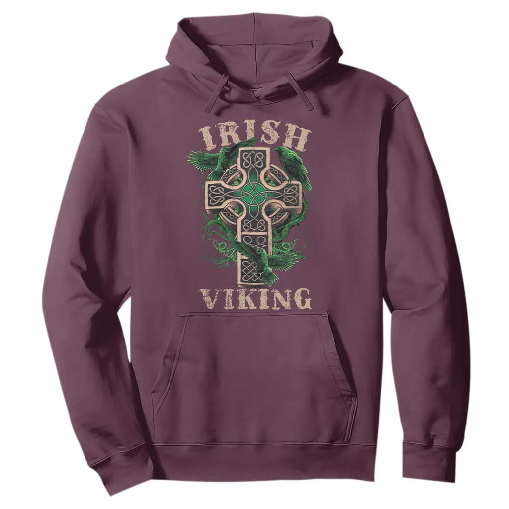 Irish Viking Hoodie Celtic Cross Odin's Raven TS09 Maroon Print Your Wear