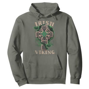 Irish Viking Hoodie Celtic Cross Odin's Raven TS09 Military Green Print Your Wear