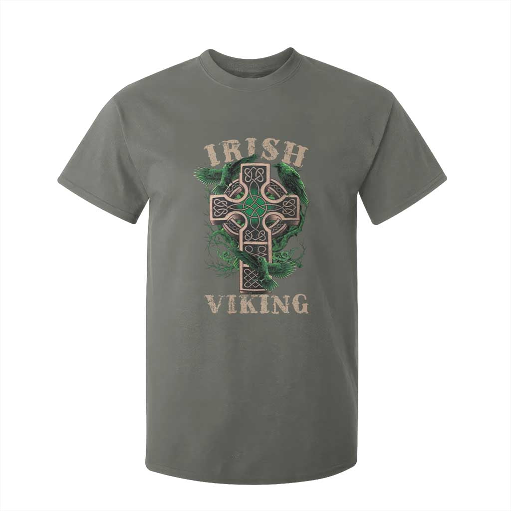 Irish Viking T Shirt For Kid Celtic Cross Odin's Raven TS09 Military Green Print Your Wear