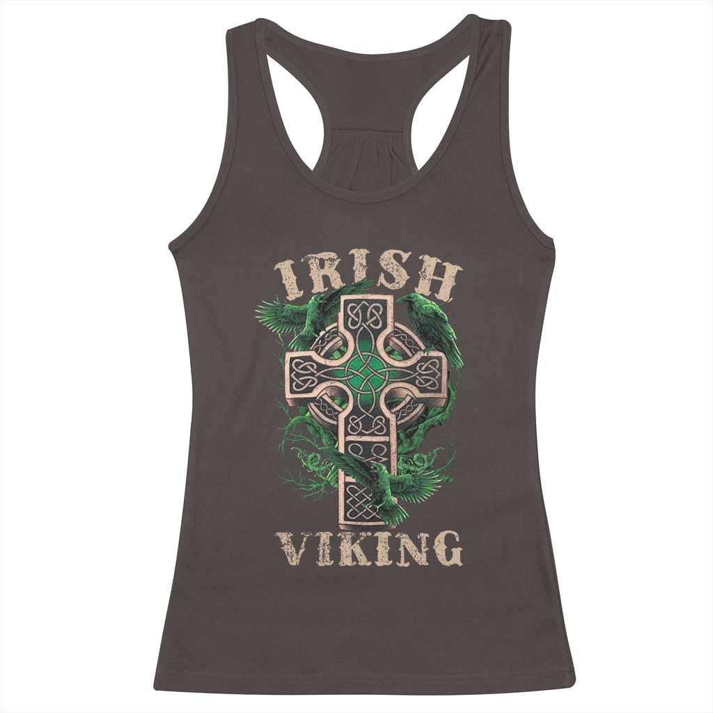 Irish Viking Racerback Tank Top Celtic Cross Odin's Raven TS09 Dark Chocolate Print Your Wear