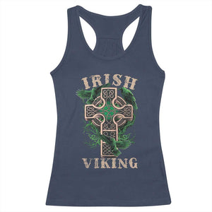 Irish Viking Racerback Tank Top Celtic Cross Odin's Raven TS09 Navy Print Your Wear