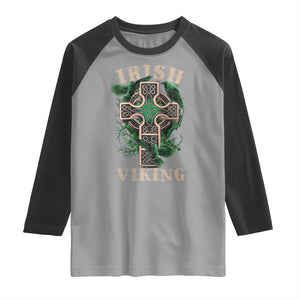 Irish Viking Raglan Shirt Celtic Cross Odin's Raven TS09 Sport Gray Black Print Your Wear