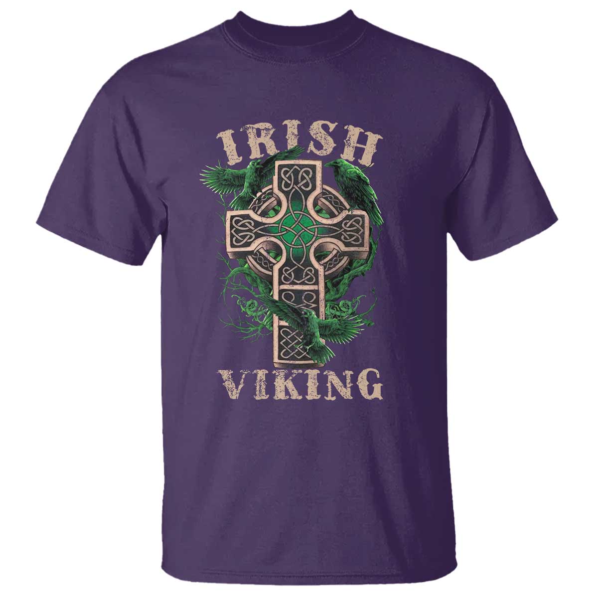 Irish Viking T Shirt Celtic Cross Odin's Raven TS09 Purple Print Your Wear
