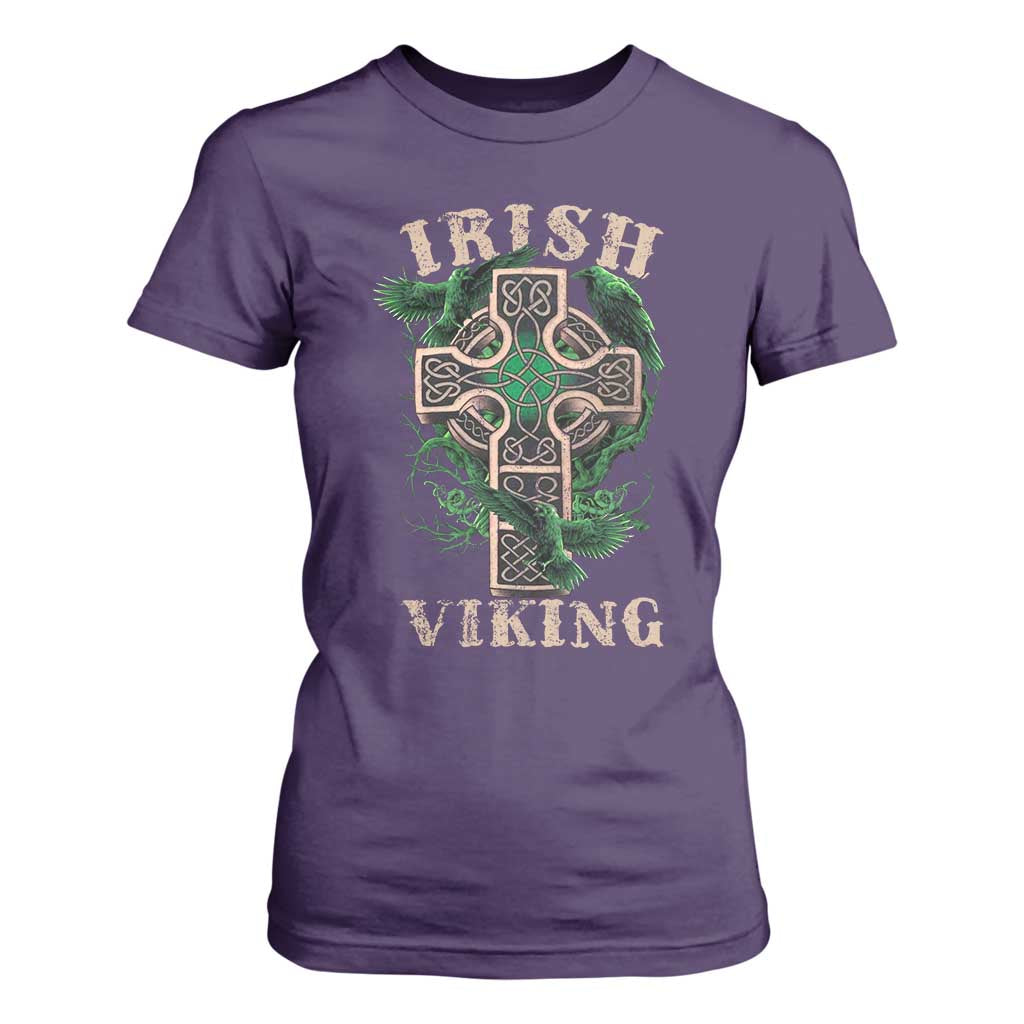 Irish Viking T Shirt For Women Celtic Cross Odin's Raven TS09 Purple Print Your Wear
