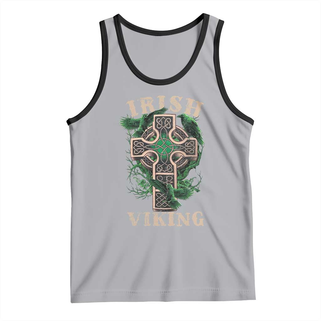 Irish Viking Tank Top Celtic Cross Odin's Raven TS09 Athletic Heather Black Print Your Wear