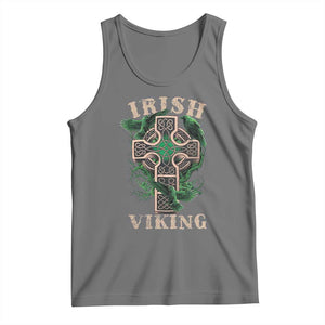 Irish Viking Tank Top Celtic Cross Odin's Raven TS09 Black Heather Print Your Wear