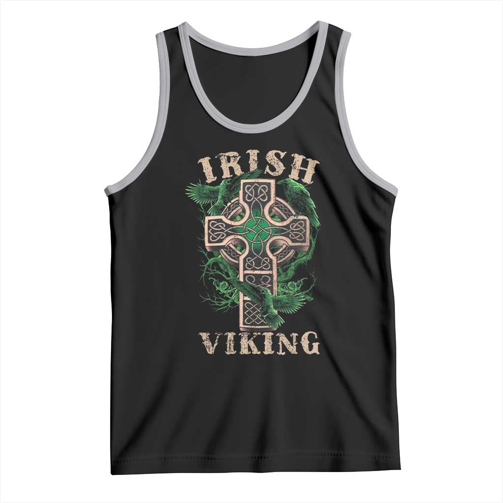 Irish Viking Tank Top Celtic Cross Odin's Raven TS09 Black Athletic Heather Print Your Wear