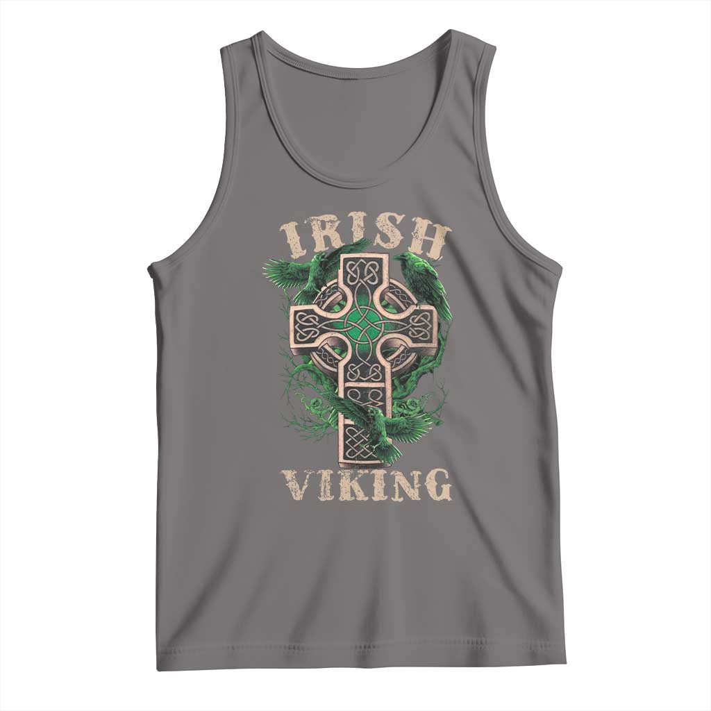Irish Viking Tank Top Celtic Cross Odin's Raven TS09 Deep Heather Print Your Wear