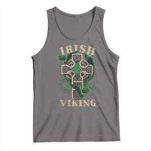 Irish Viking Tank Top Celtic Cross Odin's Raven TS09 Deep Heather Print Your Wear