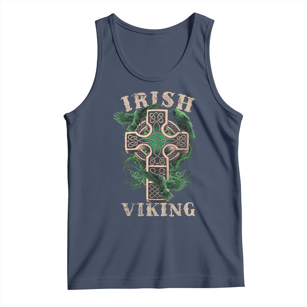 Irish Viking Tank Top Celtic Cross Odin's Raven TS09 Navy Print Your Wear