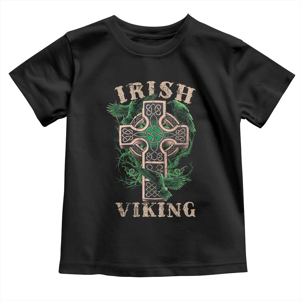 Irish Viking Toddler T Shirt Celtic Cross Odin's Raven TS09 Black Print Your Wear