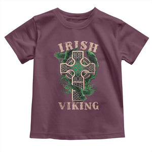 Irish Viking Toddler T Shirt Celtic Cross Odin's Raven TS09 Maroon Print Your Wear