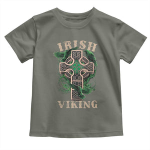 Irish Viking Toddler T Shirt Celtic Cross Odin's Raven TS09 Military Green Print Your Wear