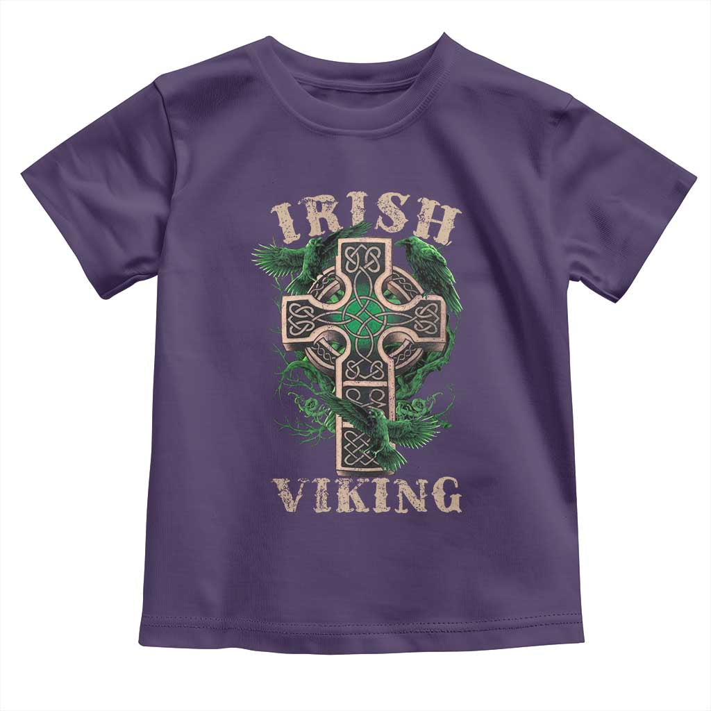 Irish Viking Toddler T Shirt Celtic Cross Odin's Raven TS09 Purple Print Your Wear