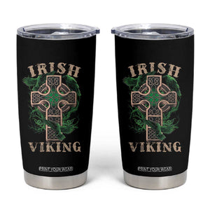 Irish Viking Tumbler Cup Celtic Cross Odin's Raven TS09 Black Print Your Wear